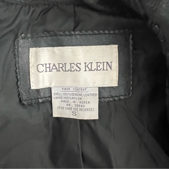 Charles Klein Long 100% Leather Black Vintage Trench Coat Size S - Picture 6 of 6